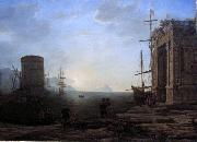 Gellee Claude,dit le Lorrain Harbour view at sunrise Spain oil painting artist